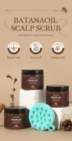 اسکراب کف سر روغن باتانا برند مویام (MOOYAM ) حجم ۳۰۰ گرم به همراه برس ماساژور - تصویر 11